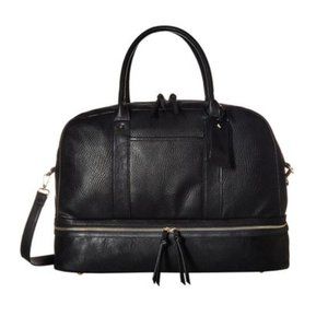 Sole Society Mason Black Leather Weekender Carry-on Travel Bag